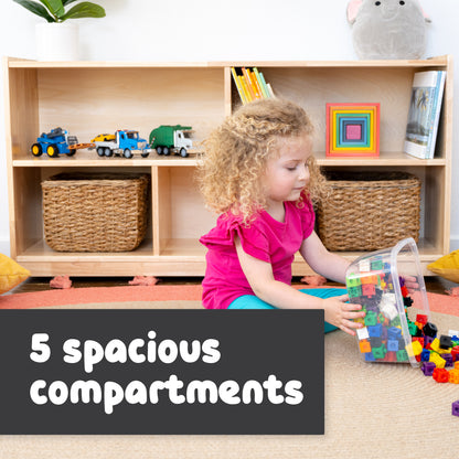 5-Compartment Solid Wood Storage Cabinet