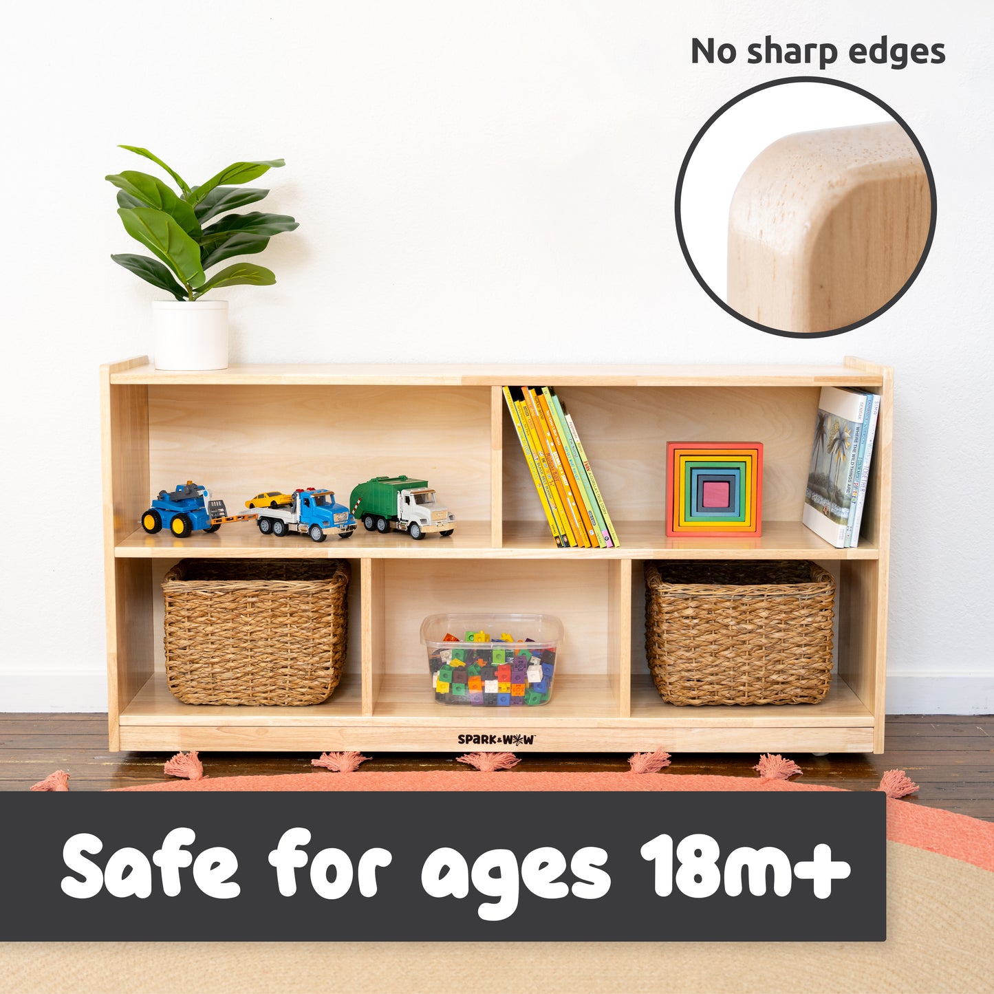 5-Compartment Solid Wood Storage Cabinet