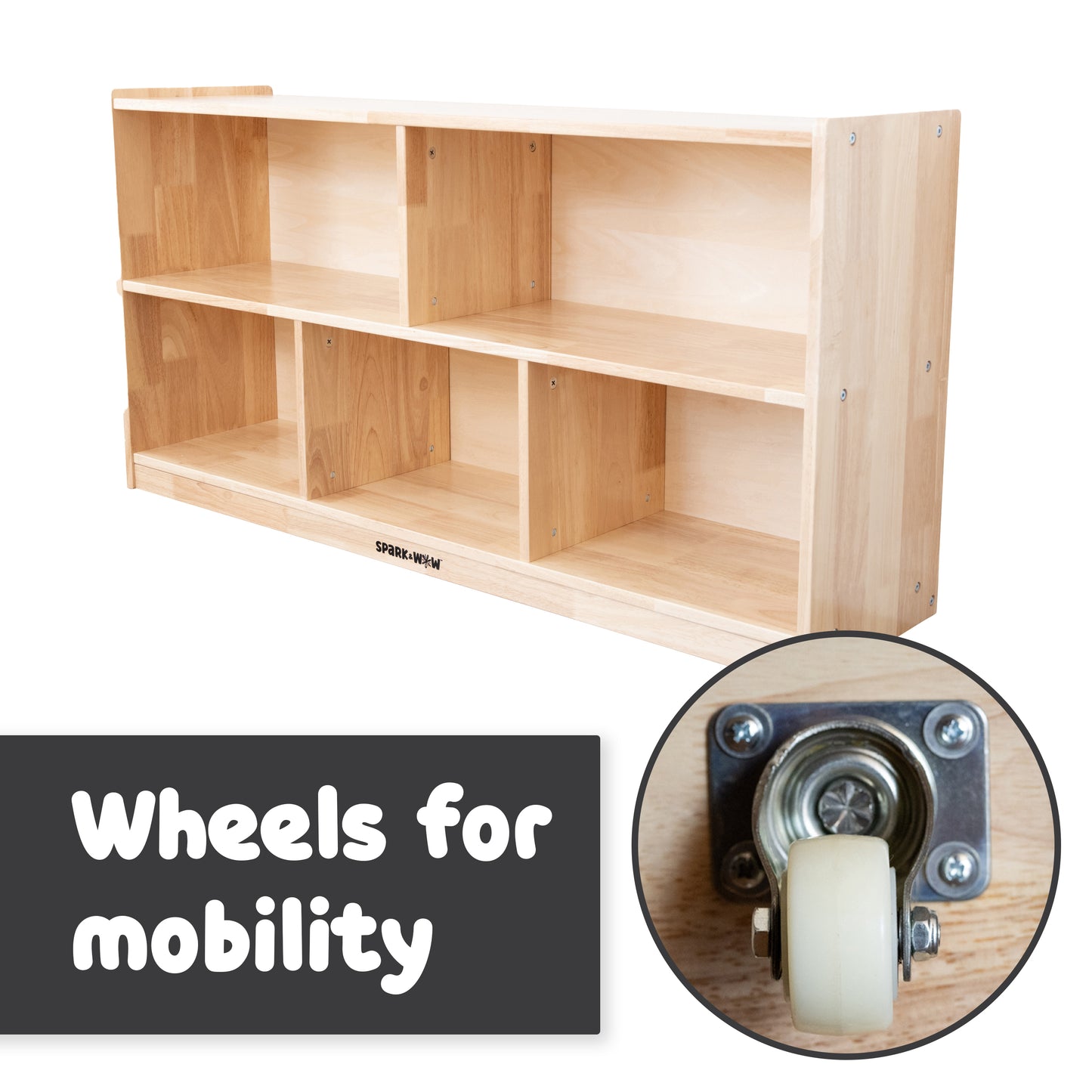 5-Compartment Solid Wood Storage Cabinet