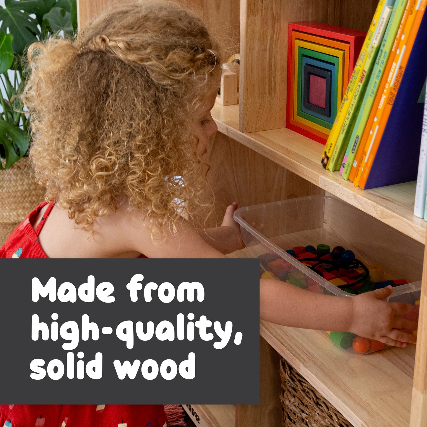8-Compartment Solid Wood Storage Cabinet