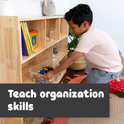 8-Compartment Solid Wood Storage Cabinet