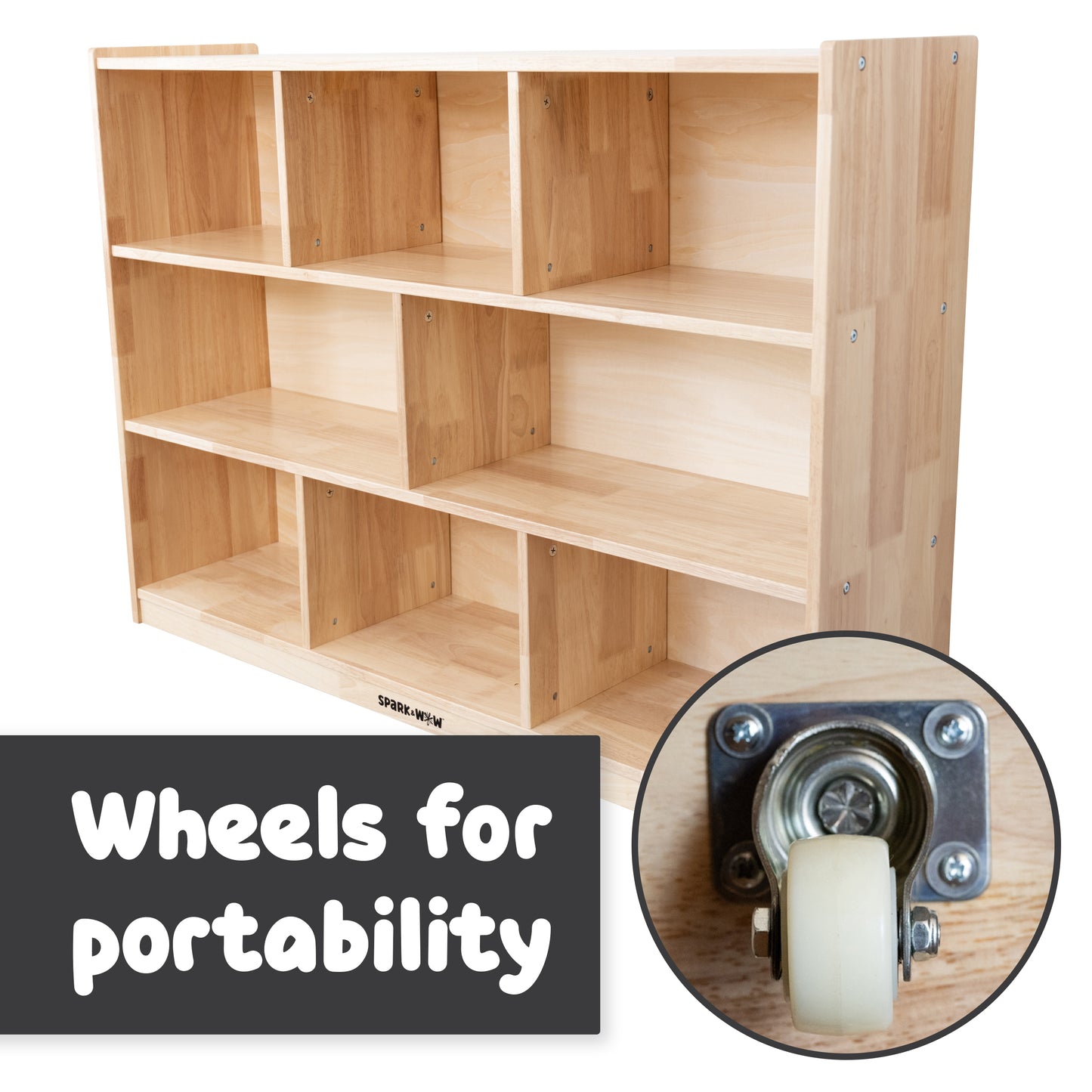 8-Compartment Solid Wood Storage Cabinet