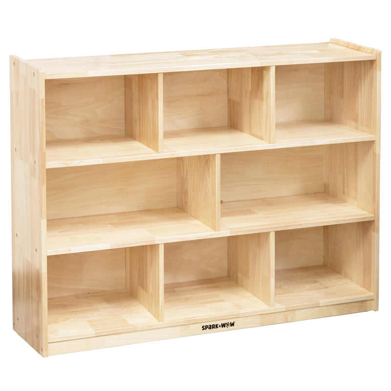 8-Compartment Solid Wood Storage Cabinet